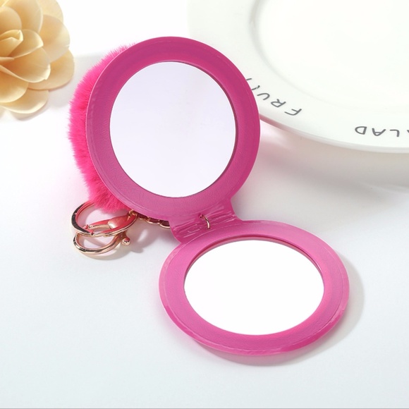 NEW Cute Mirror Pom Pom Handbag Charm /Keychain 29 - Picture 2 of 3